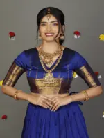 Royal Blue Silk Lehenga Set of 2 - Image 4