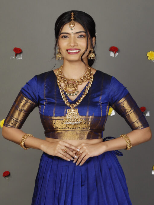 Royal Blue Silk Lehenga Set of 2 - Image 4