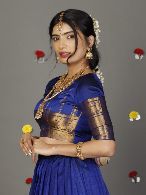 Royal Blue Silk Lehenga Set of 2 - Image 5