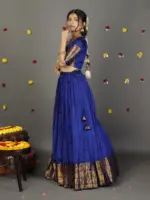 Royal Blue Silk Lehenga Set of 2 - Image 2
