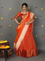 Orange Silk Lehenga Set of 3 - Image 2