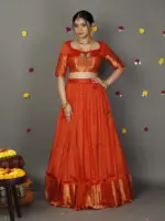 Orange Silk Lehenga Set of 2