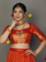 Orange Silk Lehenga Set of 2 - Image 5