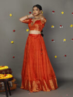 Orange Silk Lehenga Set of 2 - Image 3