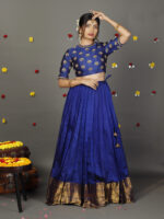 Royal Blue Embroidered Silk Lehenga (Set of 2)