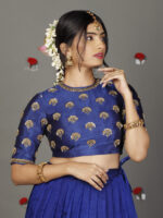 Royal Blue Embroidered Silk Lehenga (Set of 2) - Image 2