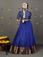 Royal Blue Embroidered Silk Lehenga (Set of 2) - Image 7