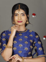 Royal Blue Embroidered Silk Lehenga (Set of 2) - Image 6