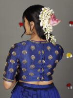 Royal Blue Embroidered Silk Lehenga (Set of 2) - Image 3
