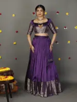 Purple Silk Lehenga Set of 2