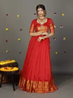 Red Silk Lehenga Set of 2