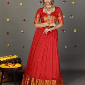 Red Silk Lehenga Set of 2