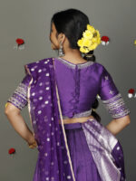 Purple Embroidered Silk Lehenga Set with Tissue Dupatta - Image 6
