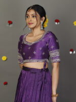 Purple Embroidered Silk Lehenga Set of 2 - Image 5