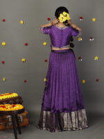 Purple Embroidered Silk Lehenga Set of 2 - Image 4