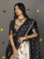 Grey Banarasi Silk Lehenga Set of  3 - Image 2