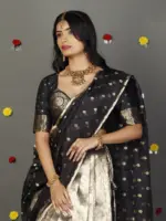 Grey Banarasi Silk Lehenga Set of  3 - Image 2