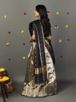 Grey Banarasi Silk Lehenga Set of  3 - Image 5