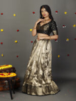 Grey Banarasi Silk Lehenga Set - Image 3