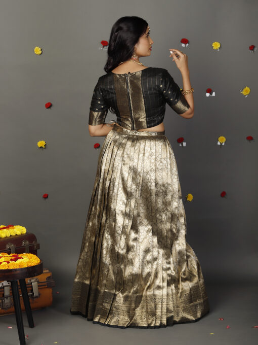 Grey Banarasi Silk Lehenga Set - Image 4