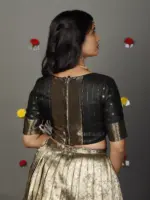 Grey Banarasi Silk Lehenga Set - Image 5