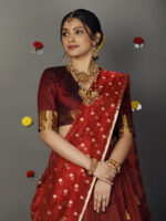 Maroon Silk Chequered Lehenga Set of 3 - Image 7