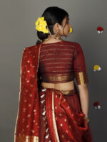 Maroon Silk Chequered Lehenga Set of 3 - Image 6