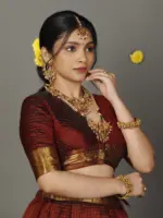 Maroon Silk Chequered Lehenga Set of 2 - Image 4