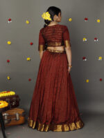 Maroon Silk Chequered Lehenga Set of 2 - Image 3