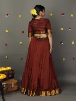 Maroon Silk Chequered Lehenga Set of 2 - Image 3