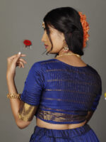 Royal Blue Silk Chequered Lehenga Set of 2 - Image 3