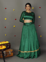 Green Silk Half Saree  (Set of 2)