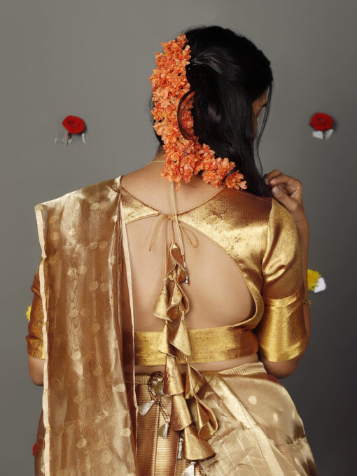 Molten Gold Tissue Silk Lehenga Set of 3 - Image 6
