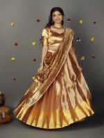 Molten Gold Tissue Silk Lehenga Set of 3