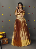 Molten Gold Silk Lehenga Set (Set of 2) - Image 7