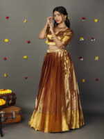 Molten Gold Silk Lehenga Set (Set of 2) - Image 6