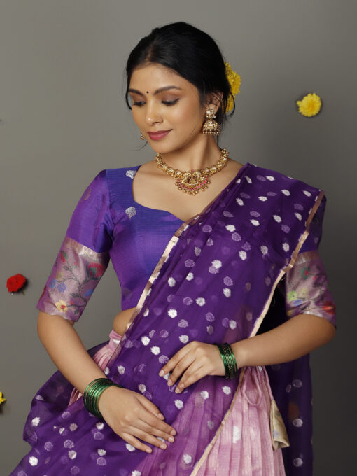 Pink Kora Lehenga set of 3 - Image 3