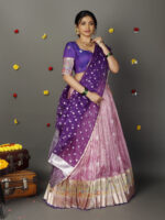 Pink Kora Lehenga set of 3 - Image 5