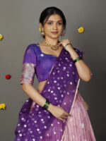 Pink Kora Lehenga set of 3 - Image 4