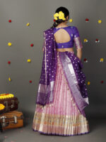 Pink Kora Lehenga set of 3 - Image 7