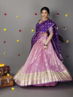 Pink Kora Lehenga set of 3 - Image 2