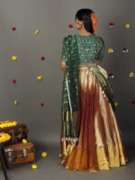 Green Embroidered Silk Lehenga Set with Tissue Dupatta - Image 6