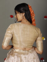 Ivory Striped Tissue Silk Lehenga Set of 2 - Image 3