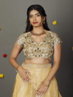 Ivory Embroidered Tissue Silk Lehenga Set of 2 - Image 2