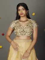 Ivory Embroidered Tissue Silk Lehenga Set of 2 - Image 2
