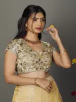 Ivory Embroidered Tissue Silk Lehenga Set of 2 - Image 5