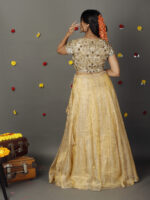 Ivory Embroidered Tissue Silk Lehenga Set of 2 - Image 4