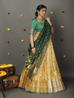 Yellow Kora Silk Lehenga (Set of 3) - Image 2