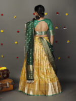 Yellow Kora Silk Lehenga (Set of 3) - Image 7