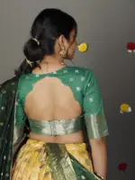 Yellow Kota Silk Lehenga (Set of 3) - Image 6